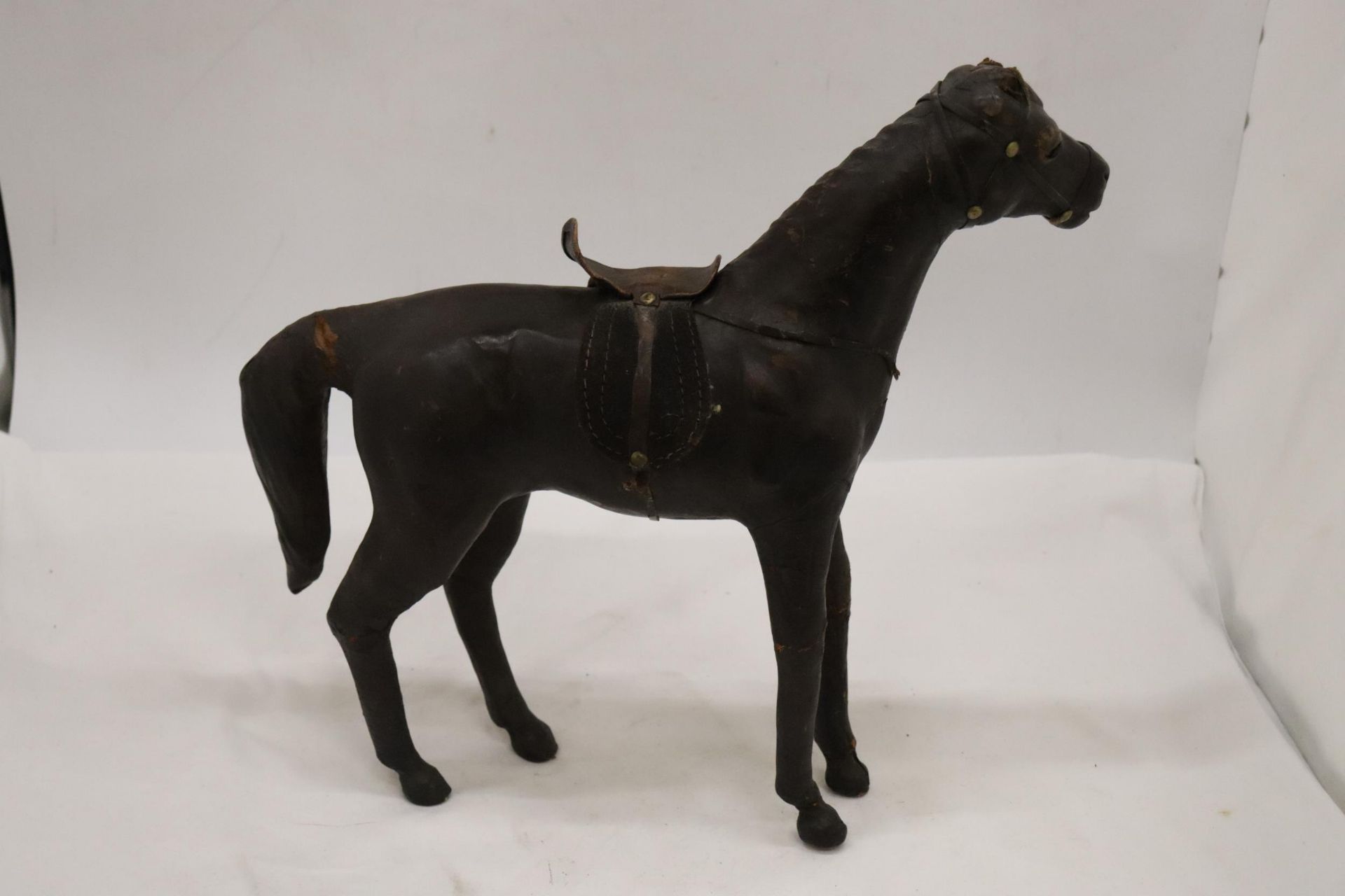 A VINTAGE LEATHER HORSE A/F - Image 4 of 7