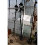 A VINTAGE STYLE THREE BRANCH COURTYARD LAMP