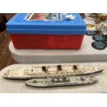 TWO VINTAGE DIE-CAST SHIPS QUEEN MARY AND BRITANNIC