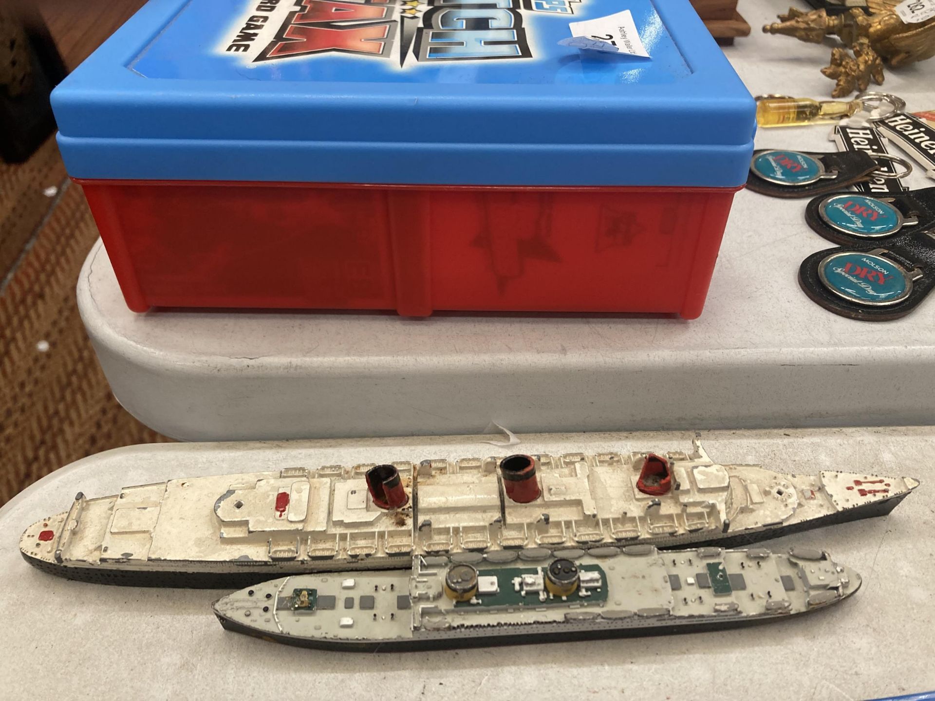 TWO VINTAGE DIE-CAST SHIPS QUEEN MARY AND BRITANNIC
