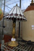 A VINTAGE TABLE LAMP WITH TIFFANY STYLE SHADE