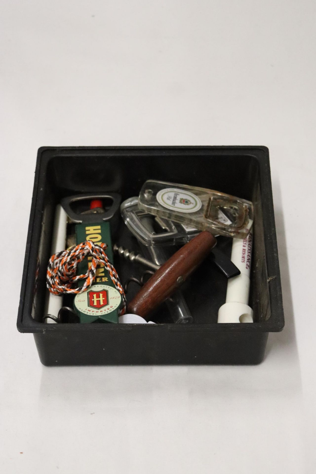 ELEVEN PIECES OF BREWERIANA TO INCLUDE CORKSCREWS, BOTTLE OPENERS, PENS AND A WHISTLE