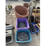 A LARGE QUANTITY OF ASSORTED NAILS AND A LARGE PLASTIC PLANT POT