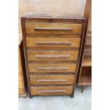 A MID 20TH CENTURY CHEST OF SIX DRAWERS - 30" WIDE