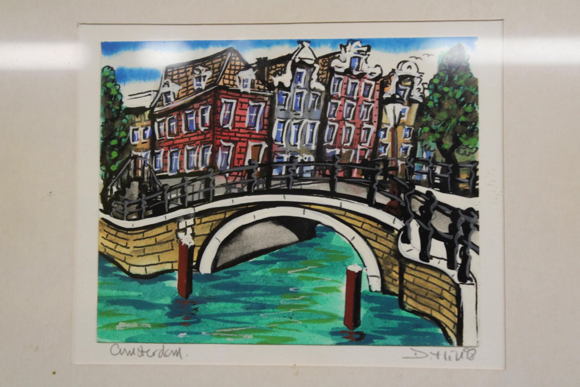 TWO SMALL WATERCOLOURS OF AMSTERDAM - INDISTINCT SIGNATURE - Image 3 of 4