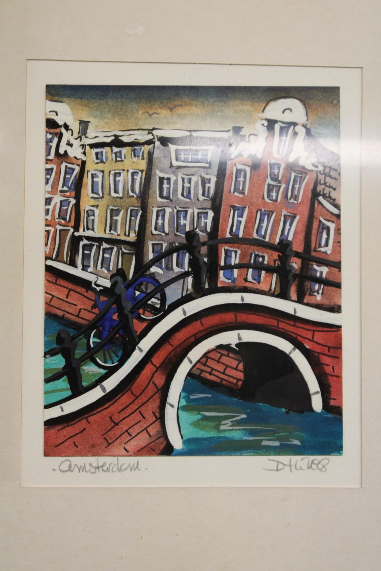 TWO SMALL WATERCOLOURS OF AMSTERDAM - INDISTINCT SIGNATURE - Image 2 of 4