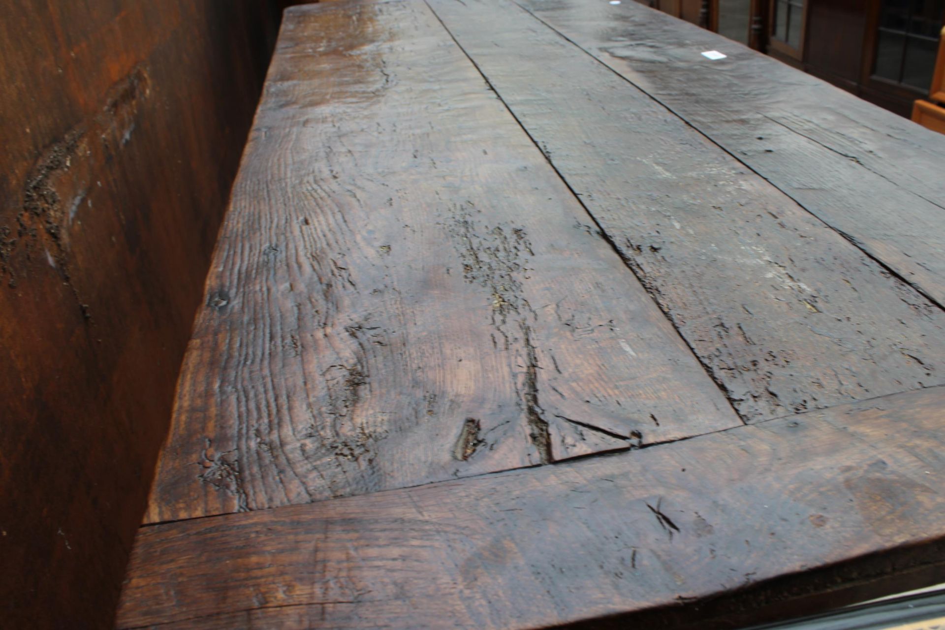 A GEORGIAN STYLE OAK REFECTORY TABLE ON BEECH BASE 79" X 29" - Image 4 of 4