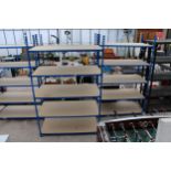 TWO FIVE TIER METAL AND CHIPBOARD SHELVING UNITS