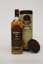 A BOTTLE OF BUSHMILLS 10 YEAR OLD MALT WHISKY, BOXED