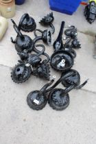 AN ASSORTMENT OF RETRO BLACK MURANO GLASS LIGHT FITTINGS