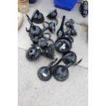 AN ASSORTMENT OF RETRO BLACK MURANO GLASS LIGHT FITTINGS