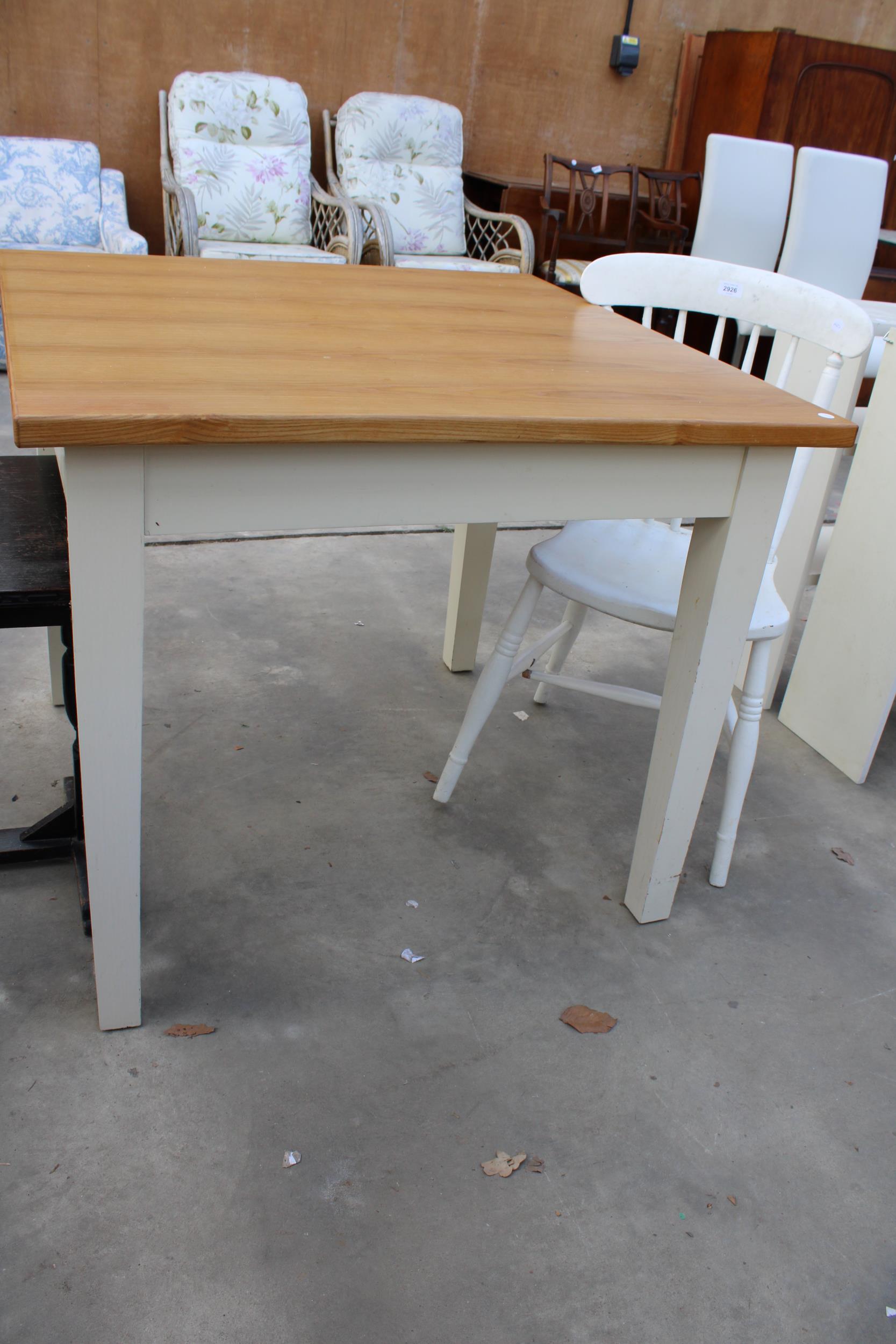 A PAINTED VICTORIAN KITCHEN CHAIR AND A MODERN KITCHEN TABLE 36" WIDE - Image 2 of 3