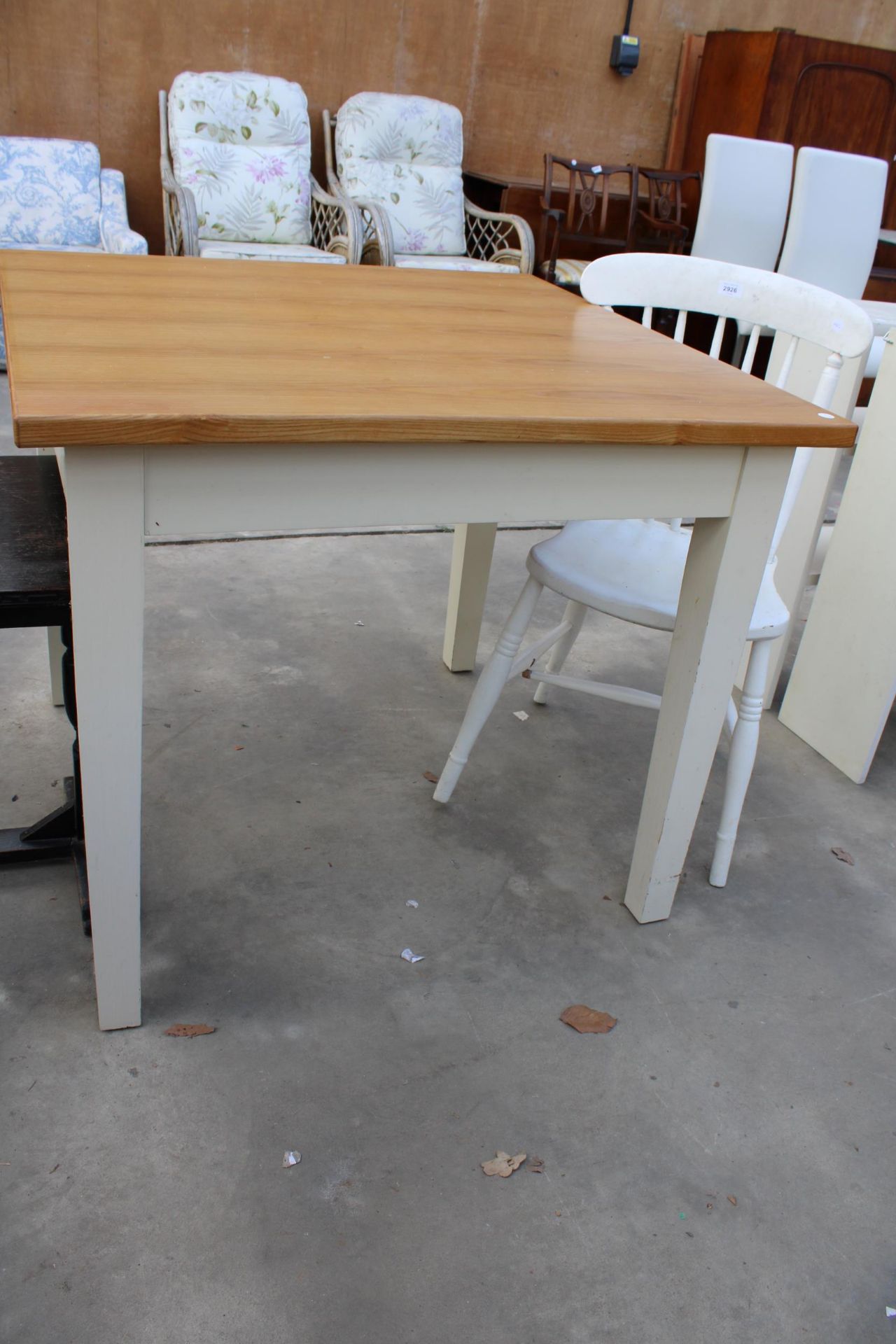 A PAINTED VICTORIAN KITCHEN CHAIR AND A MODERN KITCHEN TABLE 36" WIDE - Image 2 of 3