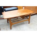 A RETRO TEAK TWO TIER COFFEE TABLE