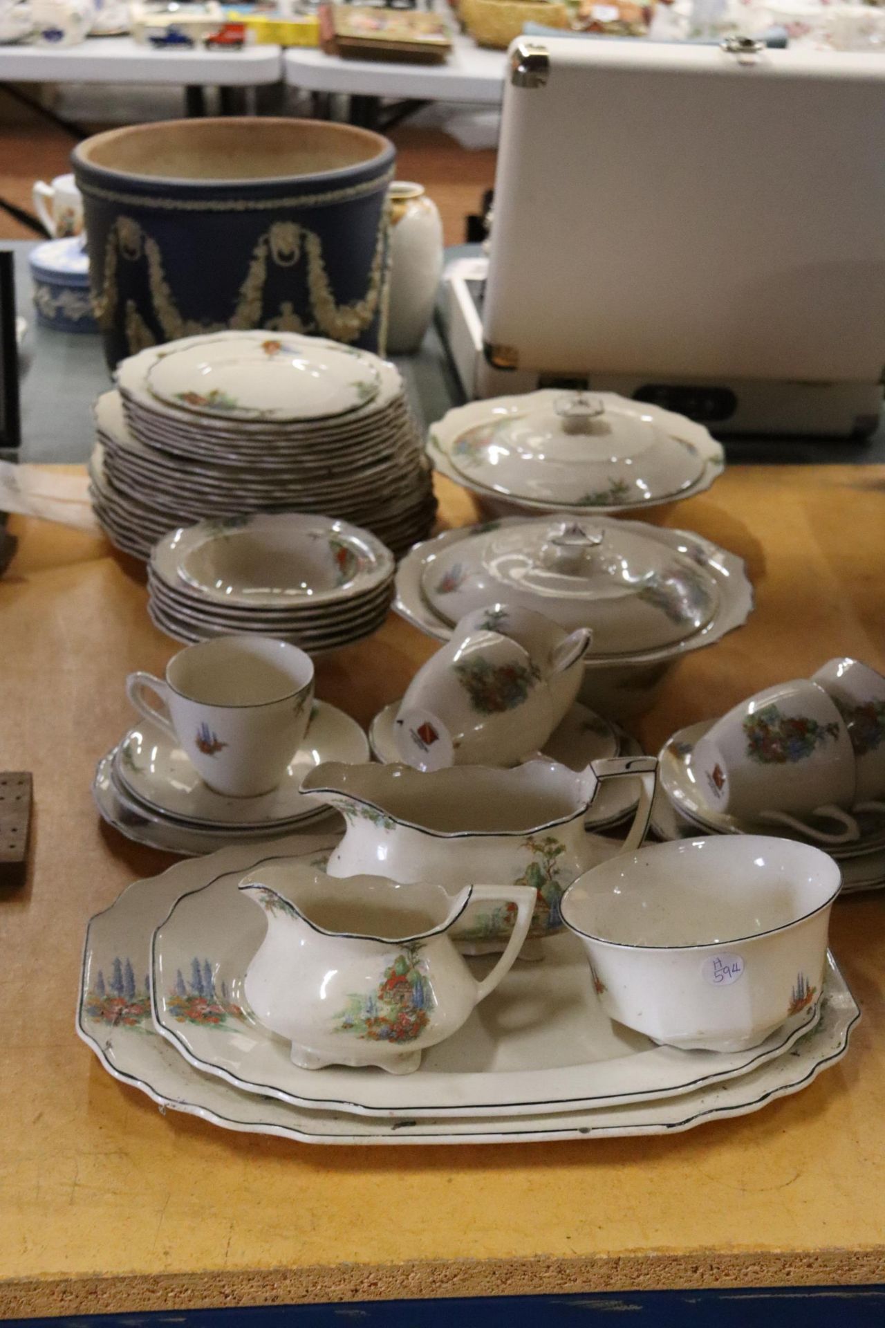 A MYOTT STAFFORDSHIRE DINNER SERVICE TO INCLUDE TUREENS, BOWLS, SAUCE BOAT, PLATES, ETC.,