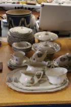 A MYOTT STAFFORDSHIRE DINNER SERVICE TO INCLUDE TUREENS, BOWLS, SAUCE BOAT, PLATES, ETC.,