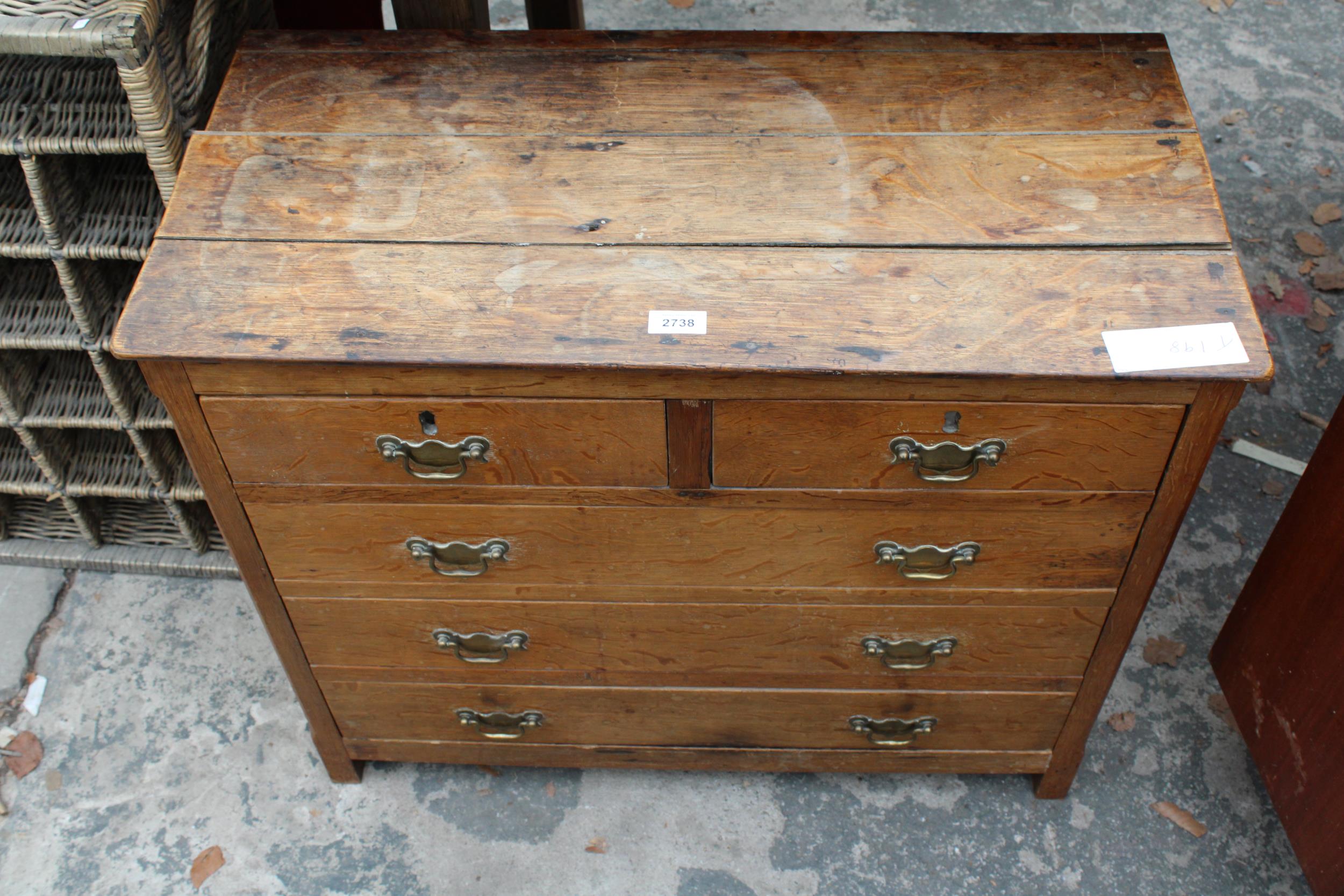 AN OAK CUPBOARD WITH SHAM DRAWERS 30" WIDE