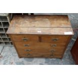 AN OAK CUPBOARD WITH SHAM DRAWERS 30" WIDE