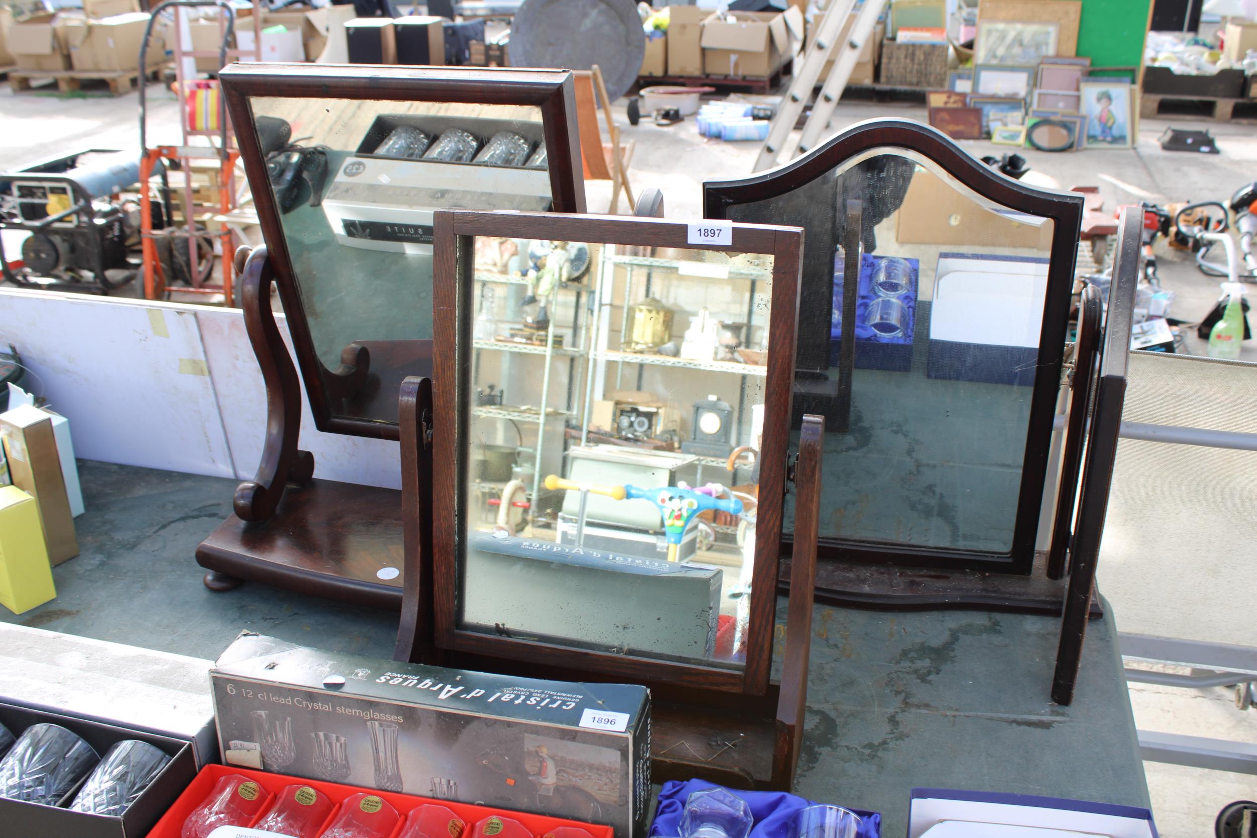 THREE VARIOUS WOODEN SWING FRAME DRESSING TABLE MIRRORS - Image 2 of 3