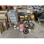 AN ASSORTMENT OF ITEMS TO INCLUDE ORDNANCE SURVEY MAPS, PHOTO FRAMES AND BOOKS ETC