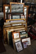 A LARGE ASSORTMENT OF FRAMED PRINTS AND PICTURES