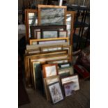 A LARGE ASSORTMENT OF FRAMED PRINTS AND PICTURES