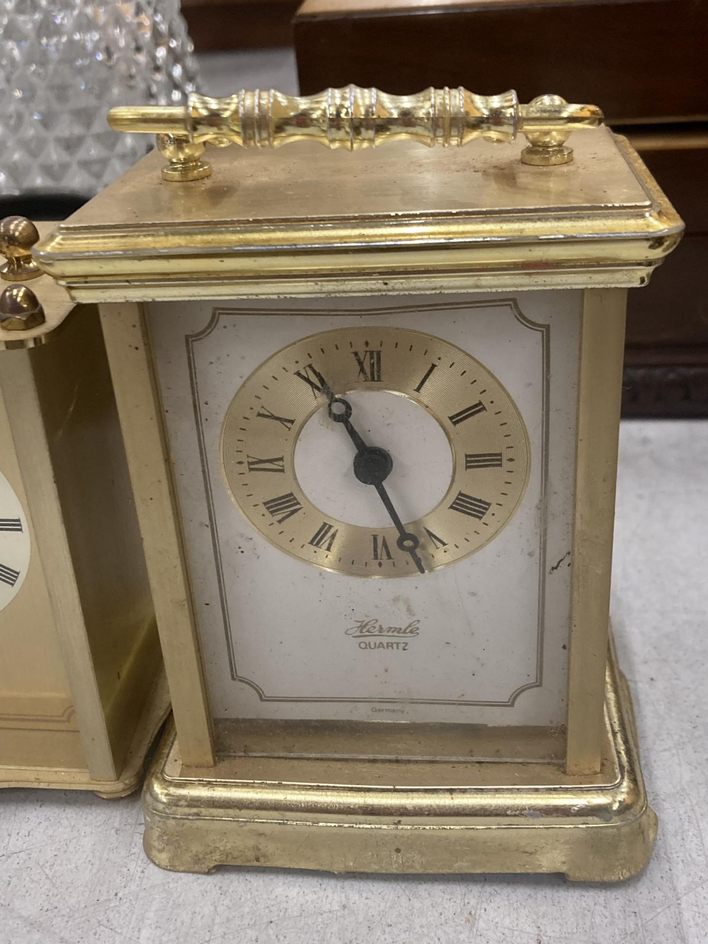 THREE BRASS CLOCKS TO INCLUDE W. WIDDUP, STAIGER AND HERMLE - Image 3 of 4