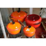 FOUR CAST IRON LE CREUSET STYLE PANS