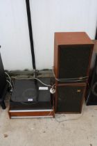 A GARRARD RECORD PLAYER WITH A PAIR OF WHARFEDALE SPEAKERS