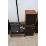 A GARRARD RECORD PLAYER WITH A PAIR OF WHARFEDALE SPEAKERS