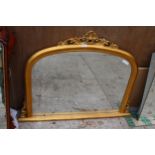 A 19TH CENTURY STYLE OVERMANTEL MIRROR, 48" X 36" A/F