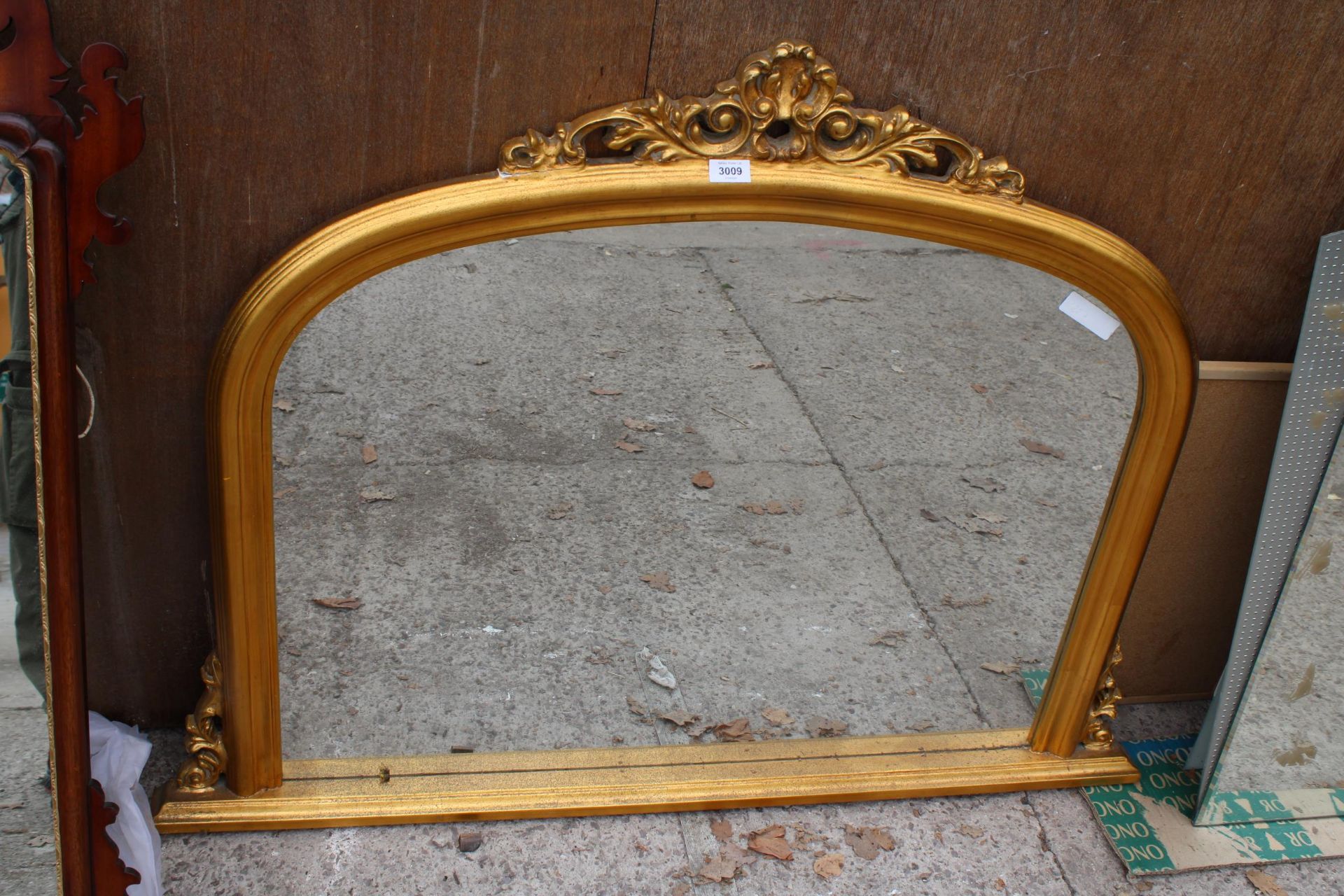 A 19TH CENTURY STYLE OVERMANTEL MIRROR, 48" X 36" A/F