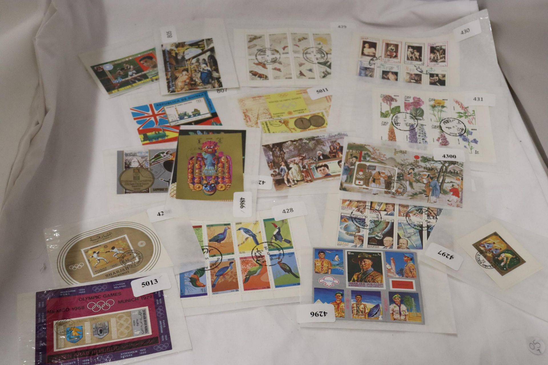 A COLLECTION OF STAMPS ON MINIATURE SHEETS