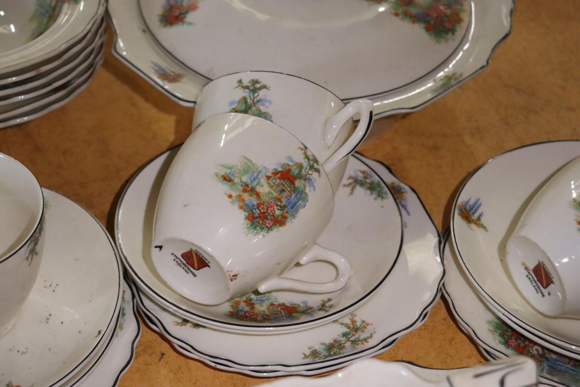 A MYOTT STAFFORDSHIRE DINNER SERVICE TO INCLUDE TUREENS, BOWLS, SAUCE BOAT, PLATES, ETC., - Image 6 of 10