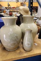 THREE DENBY FINE STONEWARE VASES - DAYBREAK - ONE (A/F)