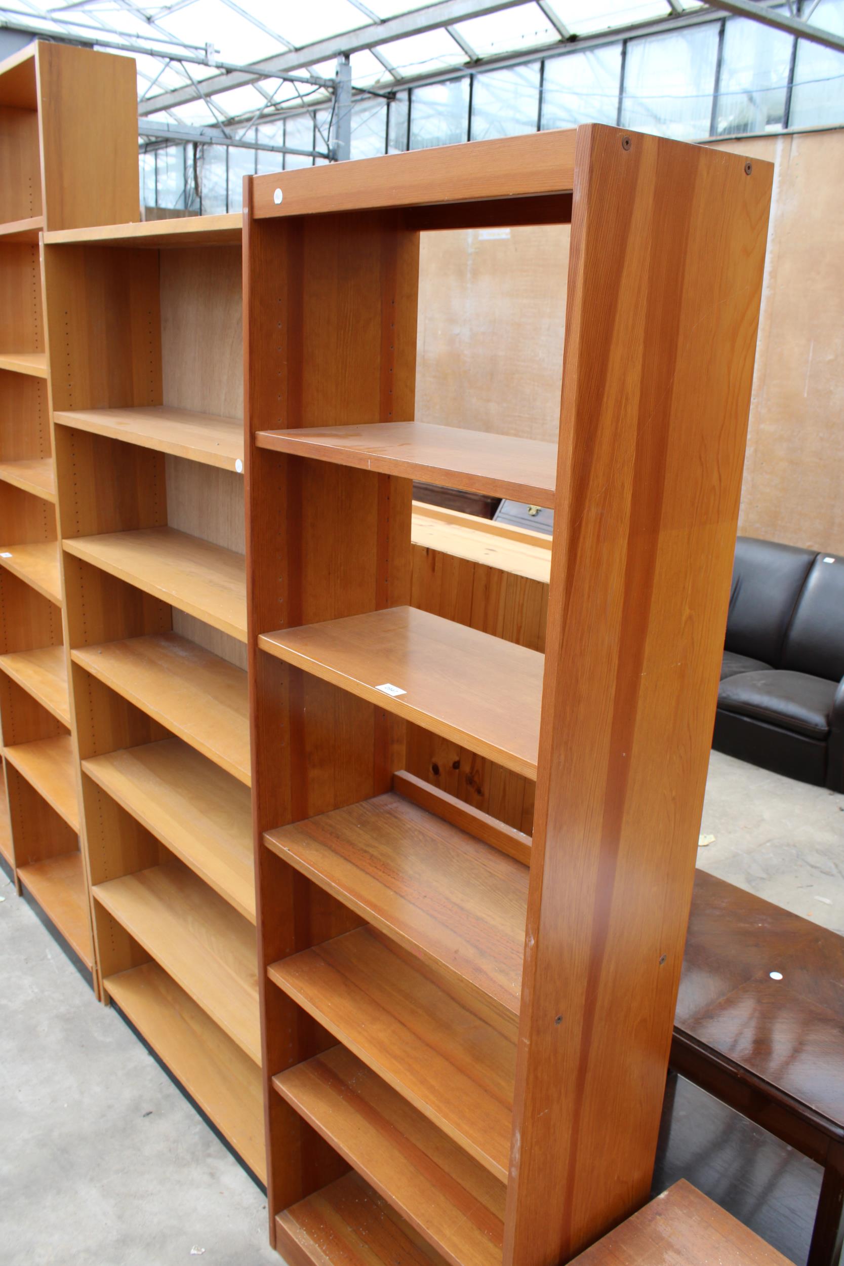 TWO MODERN OPEN SIX TIER BOOKCASES 32" AND 24" WIDE - Image 2 of 2