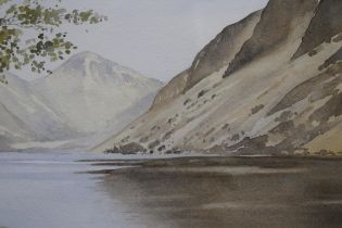 A WATERCOLOUR OF WASTWATER, SIGNED N J TREGIDGA, 54CM X 44CM