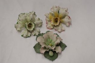 THREE VINTAGE CERAMIC TIGER LILY FLOWERS