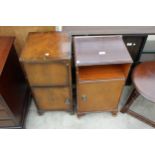 TWO MID 20TH CENTURY WALNUT BEDSIDE LOCKERS