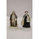 TWO ORIGINAL GERMAN FAIRINGS MATCHSTICK HOLDERS, 'I AM STARTING FOR A LONG JOURNEY', MAN AND 'I AM