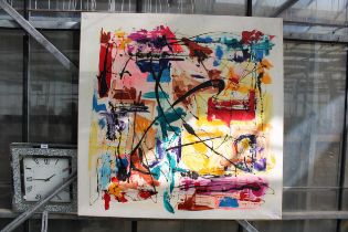 A LARGE ABSTRACT PAINTING ON CANVAS