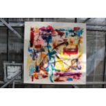 A LARGE ABSTRACT PAINTING ON CANVAS