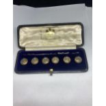 A SET OF SIX HAWKES & CO NO 14 PICCADILLY VINTAGE BUTTONS IN ORIGINAL PRESENTATION BOX