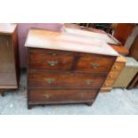 A 19TH CENTURY SATINWOOD CHEST OF TWO SHORT AND TWO LONG DRAWERS 36" WIDE