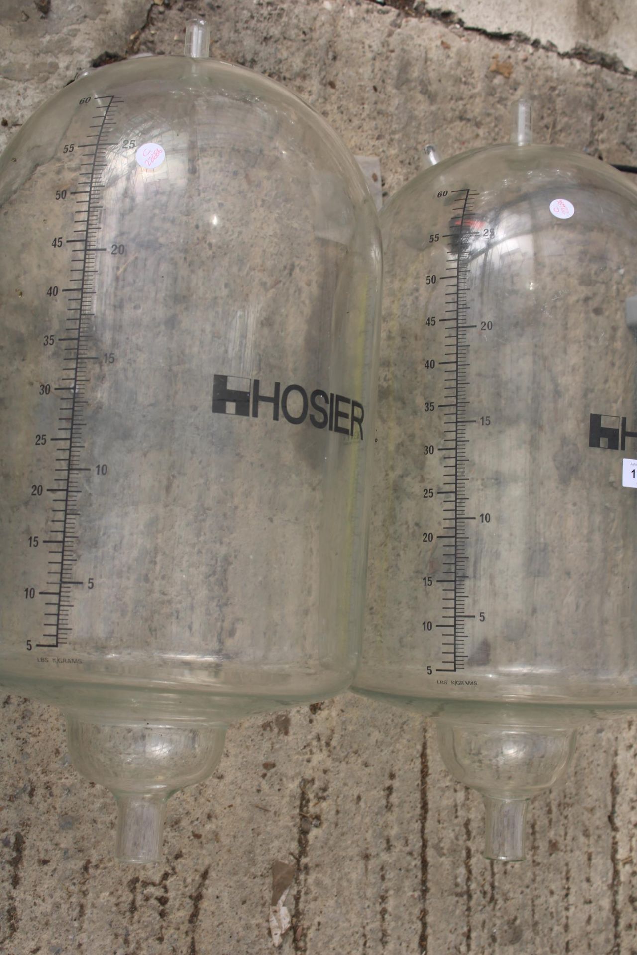 TWO GLASS HOSIER MILK RECIEVER JARS - Image 3 of 3