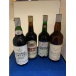 FOUR BOTTLES OF SHERRY TO INCLUDE DOUBLE CENTURY, EMVA CREAM AND HALBERD