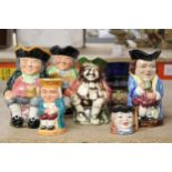 A COLLECTION OF VINTAGE TOBY JUGS TO INCLUDE CARLTON WARE - 7 IN TOTAL