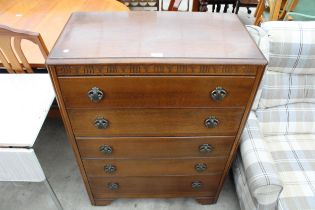 A MID 20TH CENTURY CHEST OF 5 DRAWERS 30" WIDE