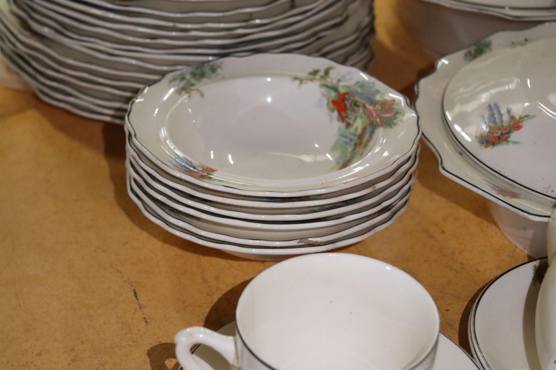 A MYOTT STAFFORDSHIRE DINNER SERVICE TO INCLUDE TUREENS, BOWLS, SAUCE BOAT, PLATES, ETC., - Image 7 of 10