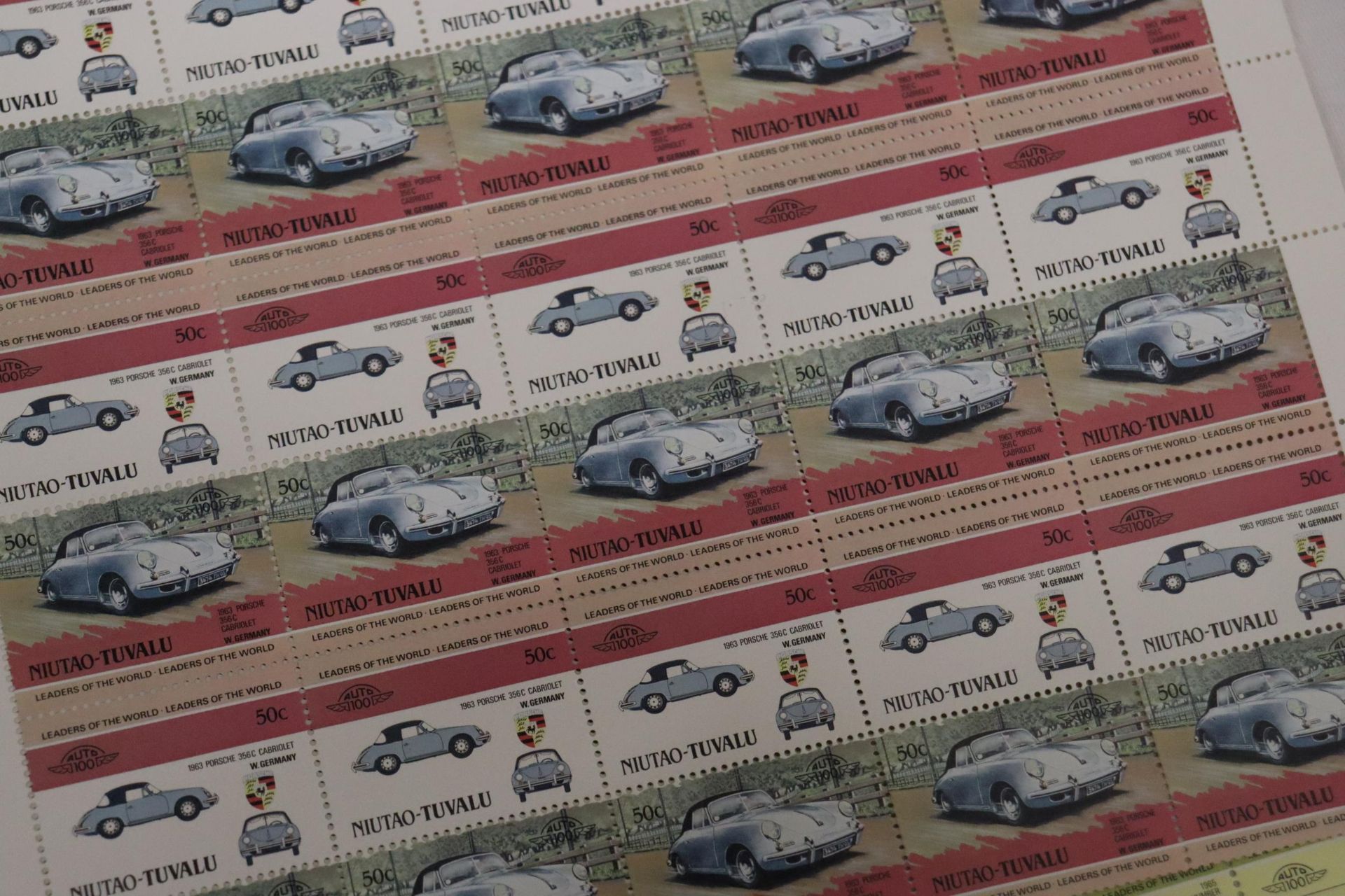 A COLLECTION OF FULL SHEETS OF CLASSIC CAR STAMPS - Image 6 of 7